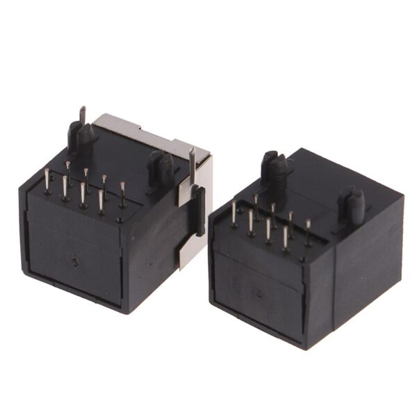 10PCS RJ45 Metal 8 Pin Female PCB Right Angle Board Jack Connector 6