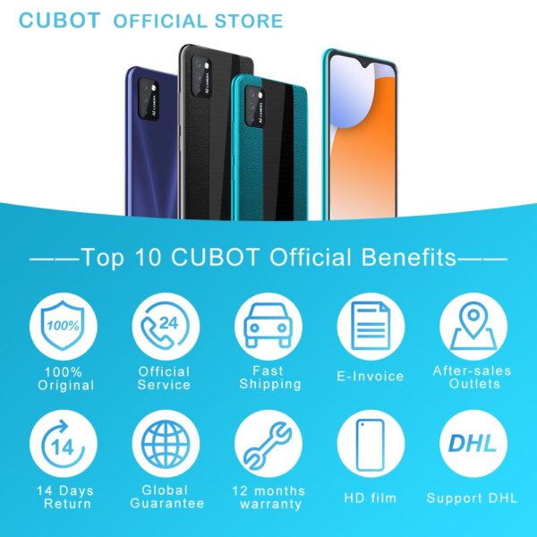 Cubot Note 7 Smartphone Triple Camera 13MP 4G LTE 5.5 Inch Screen 3100mAh Android 10 Dual SIM Card mobile phone Face Unlock 6
