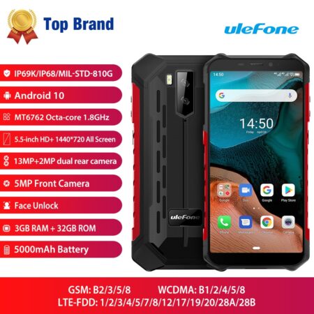 Smartphone Ulefone Armor X5 IP68/IP69K Rugged Shockproof Android 10.0 5000mAh Octa Core 5.5'' Dual SIM OTG NFC 3GB 32GB 4G LTE 1