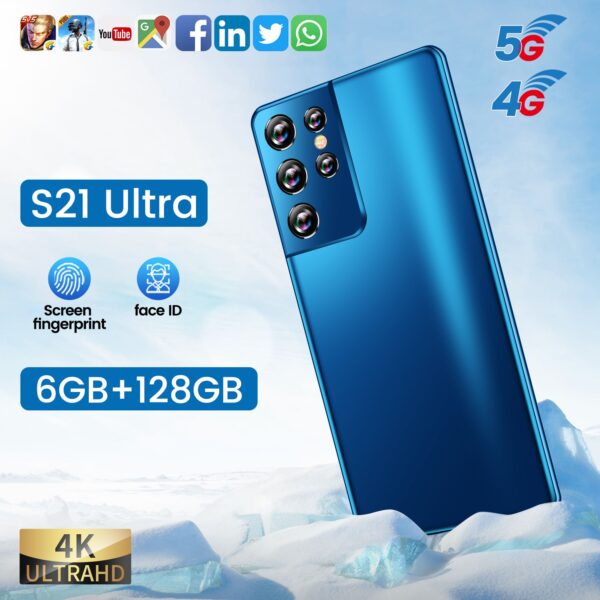 Cheapest Smart Phone S21 Ultra 6GB+128GB 6.1 Inch Full Screen Smartphone 24MP+48MP Camera 5000mAh  Cell Phone Fast Shipping 1