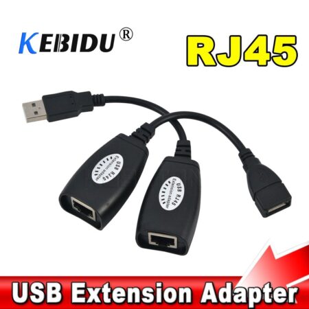 kebidu USB 2.0 Extension Extender Adapter male & Female Up To 150ft Using CAT5/CAT5E/6 RJ45 Lan Network Ethernet Repeater Cable 1