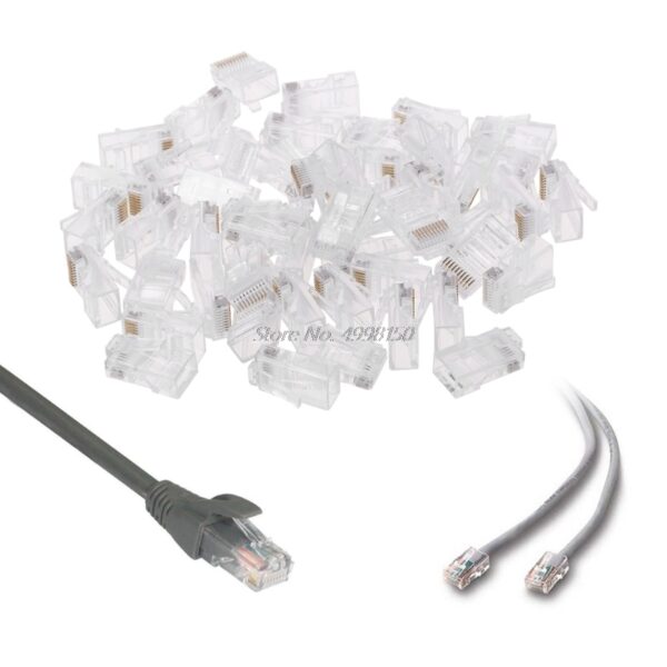 50 Pcs/Pack Stranded 10P10C Network Cable Connector RJ48 Crystal Plug Modular Network Tool Kit Dropship 2