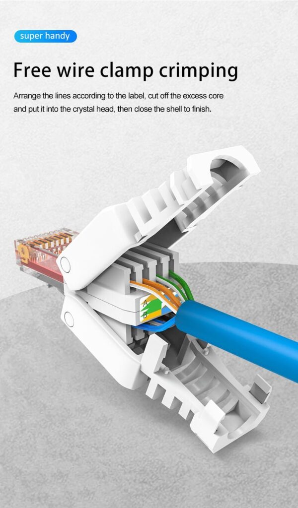 LIJIA Tool-Free Shielded RJ45 network cable connector Ethernet cable plug Cat6 Connector UTP Unshielded Twisted Pair Gold Plate 2