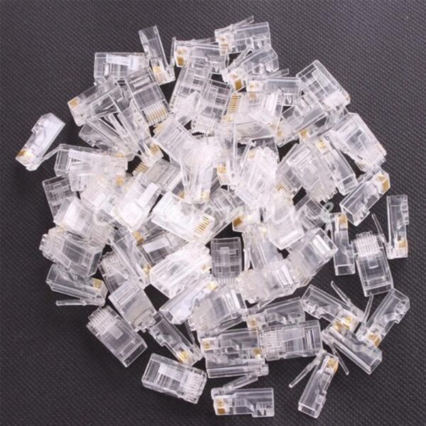 100pcs RJ45 Head PC Ethernet Cable Network Connector Gold Shielded Clear Modular Accessories Plug 8P8C 1