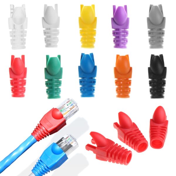 20Pcs/Pack CAT5e Crystal Head Sheath Ethernet Cable Protective Case Network Plug Socket Boot Cap Sleeve RJ45 Connector Jacket 2