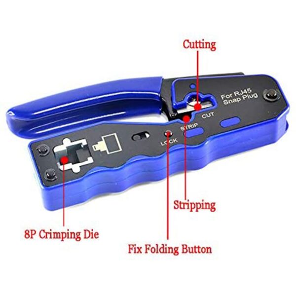 RJ45 Crimper Tool Kit Wire Tool for Cat6 Cat5 Cat5E 8P8C Modular Connectors All-In-One Stripper Cutter Crimper Tool 2