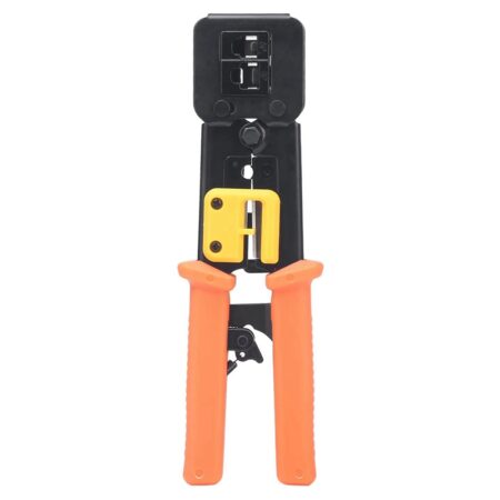 Crimping Tool Cable Crystal Rj45 Network Through Hole Head Perforation Dual Purpose Tool Steel Orange Black 1