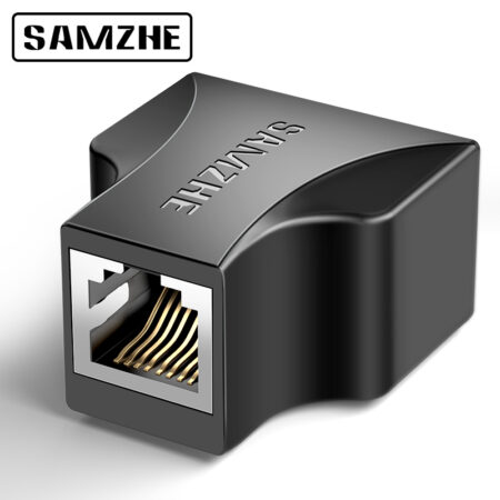 SAMZHE Ethernet Adapter Lan Cable Extender Splitter for Internet Connection Cat5 RJ45 Splitter Coupler Contact Modular Plug 1