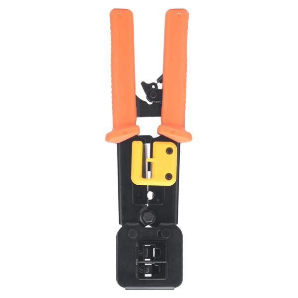 Crimping Tool Cable Crystal Rj45 Network Through Hole Head Perforation Dual Purpose Tool Steel Orange Black 2