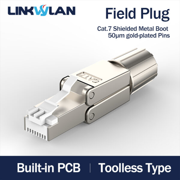 Launched New - RJ45 8P8C Unshield Shielded Field Connector - RJ45 Termination Plug for Cat.6/6A/7 23AWG Solid Installation Cable 1