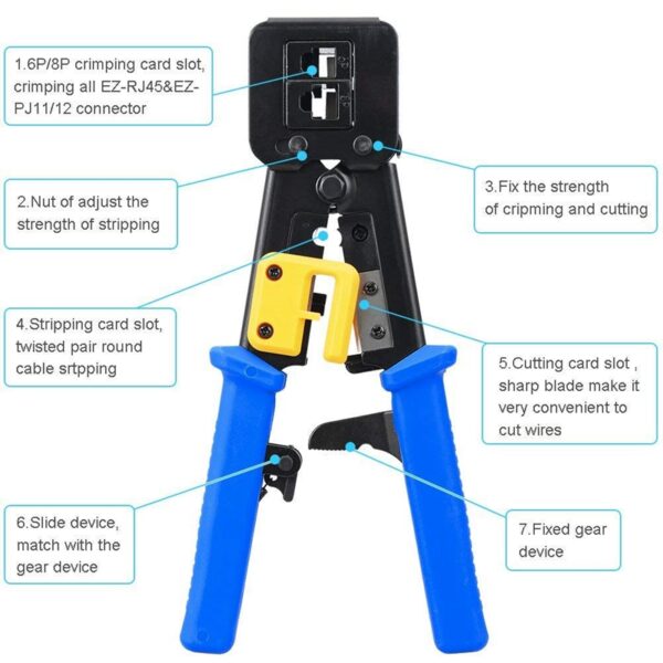 New Network Tool Kit Set, Crimp Tool Rj45, Cat5 Cat6 Cable Tester Repair Wire Stripping Cutter, Rj45 Coax Plug Crimping, Rj11 Wi 6