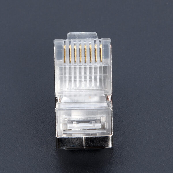 50pcs RJ45 shielded connector cat5e Cat6 3U Hole network rj45 Connector Plugs RJ45 ethernet cable 23AWG Crystal Head 8 Line Slot 2