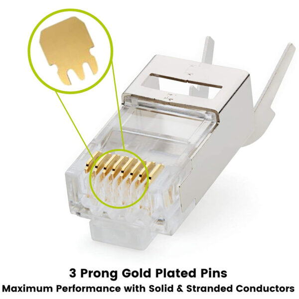 20 Pcs Cat6/6A RJ45 Pass Through Modular Plugs, Shielded (STP) External Ground Connector,EZ Crimp 4