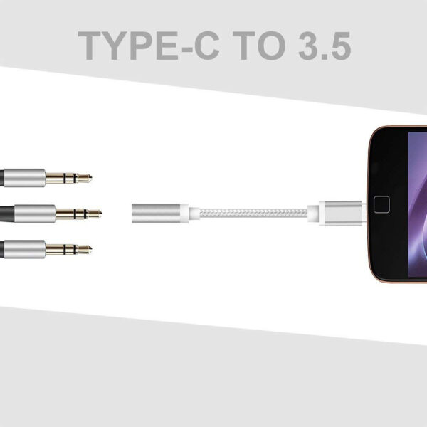 USB Type-C to 3.5mm Headphone Jack AUX Audio Cable Adapter for Samsung LG Nexus Oneplus Nokia Xiaomi Huawei Type C Smart Phones 2