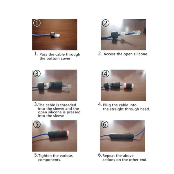 Waterproof RJ45 Connector Cable Network Double Head Adapter Coupler Extension 2