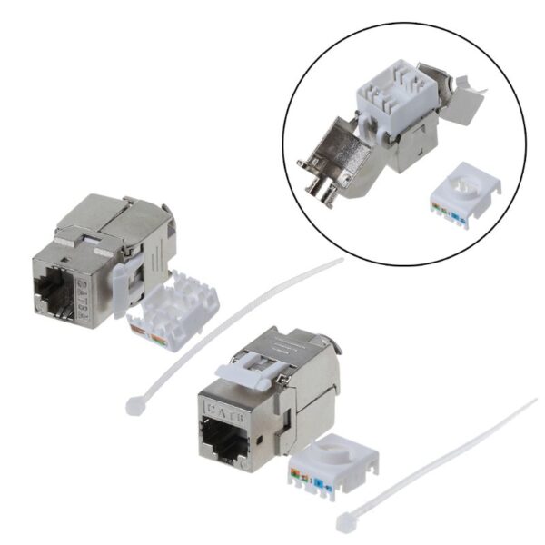 1Pc RJ45 Keystone Cat6 Cat6A Shielded FTP Zinc Alloy Module Keystone Jack Network Connector Adapter 32CB 6