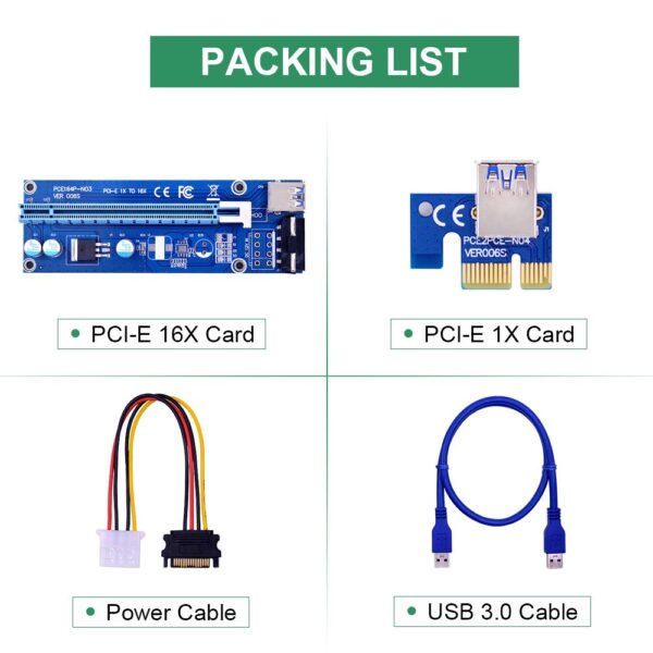 CHIPAL VER006S PCI-E Riser Card 30CM 60CM 100CM USB 3.0 Cable PCI Express 1X to 16X Extender PCIe Adapter for GPU Miner Mining 6