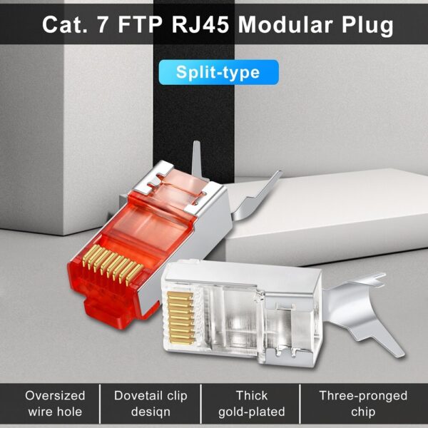 Cat7 RJ45 Connector 8P8C Modular Ethernet Cable Head Plug Gold-plated Cat 7 Crimp Network RJ 45 Cat7 Colorful Crimper Connector 6