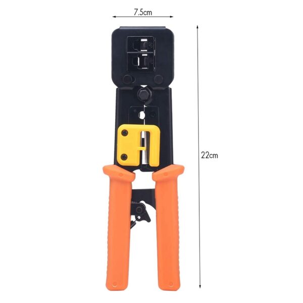 Crimping Tool Cable Crystal Rj45 Network Through Hole Head Perforation Dual Purpose Tool Steel Orange Black 5