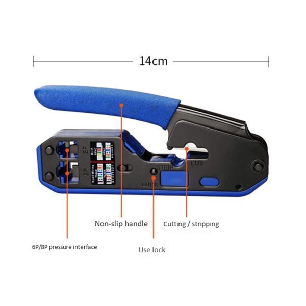 Multifunctional Rj45 Crystal Head 8P6P Network Tool with Stripping Squeezing Crimping Network Cable Pliers 5