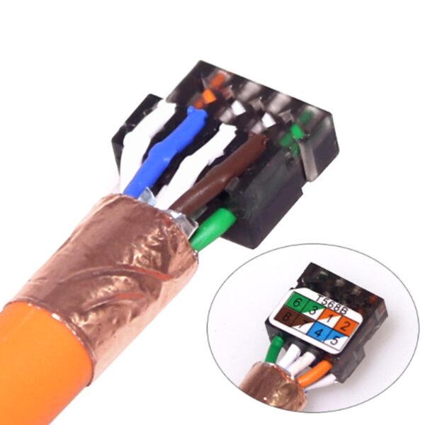 5 Pcs RJ45 Full Shielded Zinc-Alloy Field Plug 90 Degree Angled Cat7 STP Field Termination Connector Toolless Type 6