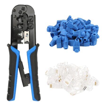 Ethernet Crimping Tool Rj45 Rj11 Vce Professional Network Crimping Tool, With Rj45 8P8C Cat6 Connector Plug. 1