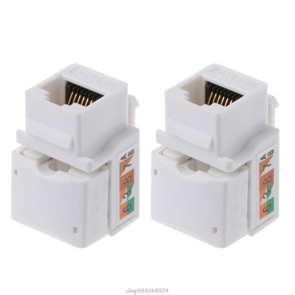 2Pcs CAT6 Network Module Information Socket RJ45 Connector Adapter Keystone Jack Mar22 21 Dropship 1