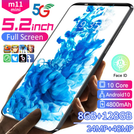 New Smart Phone M11 MINI 8GB+128GB Dual SIM Unlocked 4800mAH 5.2'' 24.0 MP+48.0 MP Android 10.0 Deca Core 5G Mobile Phones 1