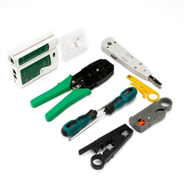 Computer Network Repair Tool Kit LAN Cable Tester Wire Cutter Screwdriver Pliers Crimping Maintenance Tool Set Bag 4