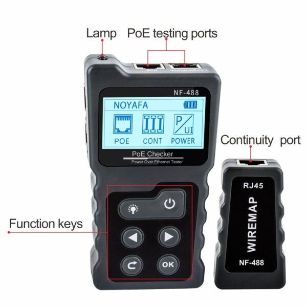 NOYAFA NF-8209/NF-488 RJ45 Cable Tracker Lan Tester PoE Ethernet cat5 cat6 Network Tools LCD Display Measure Length 2
