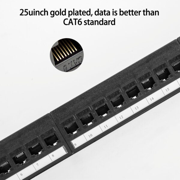 1U Cabinet Pass-through 24 Port CAT6 Patch Panel RJ45 connector Network Cable Adapter Keystone Jack Modular Distribution Frame 3