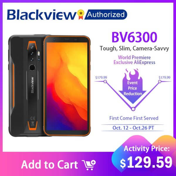 BLACKVIEW BV6300 IP68 Waterproof 5.7 inch Screen Rugged Phone Helio A25 3GB+32GB Smartphone 4380mAh Android 10 Mobile Phone NFC 1