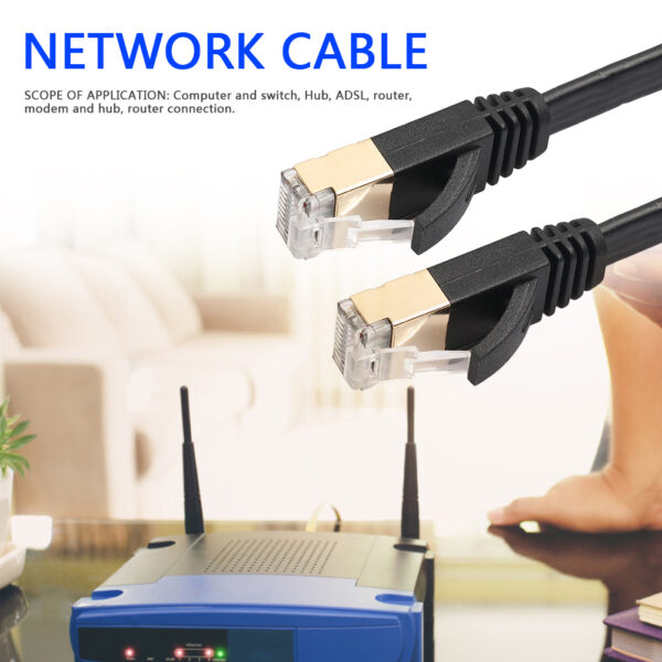 Universal 10Gbps Cable Network Internet Flat Patch Cat7 Ethernet RJ45 LAN Cord for Household Computer Safety Parts 5