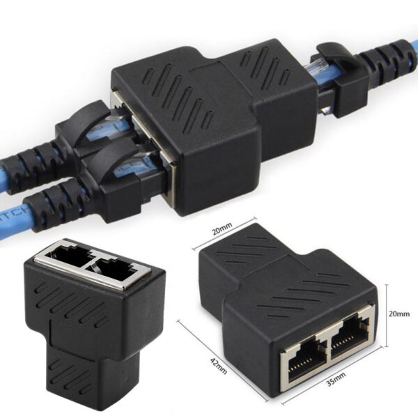 1 To 2 Ways RJ45 Connector Adapter Ethernet LAN Network Splitter Double Adapter Plug Ports Coupler Connector Extender Adapter 1