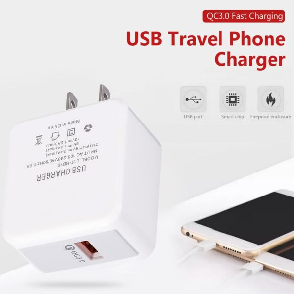 Portable US/EU USB Smart Mobile Phone Charger 9V 1.8A Travel Wall Charger QC3.0 Fast Charging Charger for Huawei Xiaomi Phones 4