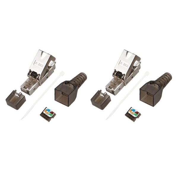 2PCS Cat7 Connector Rj45 Ethernet Plug Adapter Tool-Free Crimping Cat7 Shielded Metal Boot Network Ethernet Cable Plug 1