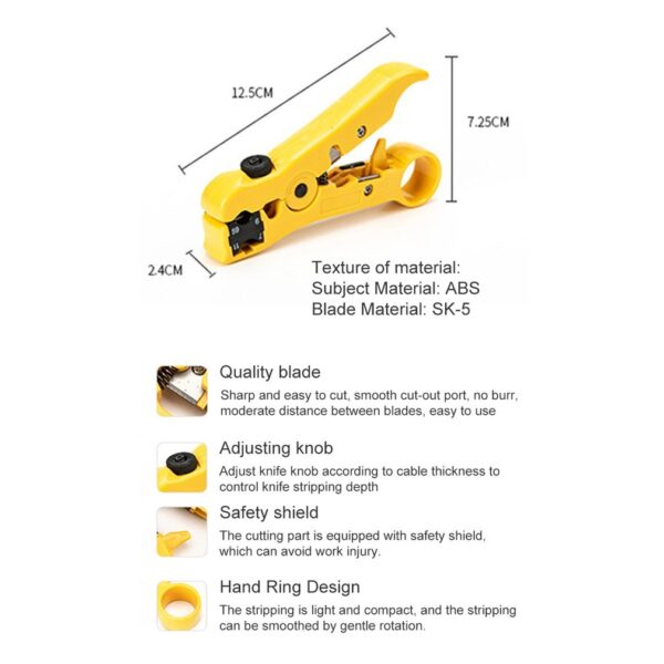 Universal Network Cable Stripper Cutter Stripping Pliers Tool Flat or Round UTP Cat5 Cat6 Wire Coax Coaxial Stripping Tool 6