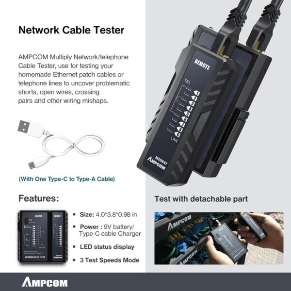 Network Tool Kit, AMPCOM 12 in 1 Professional Portable Ethernet Computer Maintenance LAN Cable Tester Repair Set 3