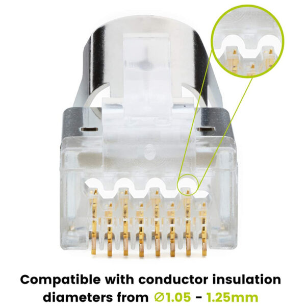 20 Pcs Cat6/6A RJ45 Pass Through Modular Plugs, Shielded (STP) External Ground Connector,EZ Crimp 3