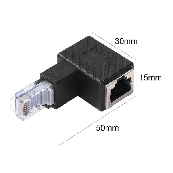 RJ45 Male To Female Converter 90 Degree Extension Adapter for Cat5 Cat6 LAN Ethernet Network Cable Connector Extender 6