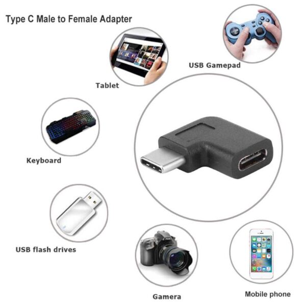 90 Degree Right Angle Left Angle USB 3.1 Type C Male to Female USB-C Converter Adapter for Smart Phone 6