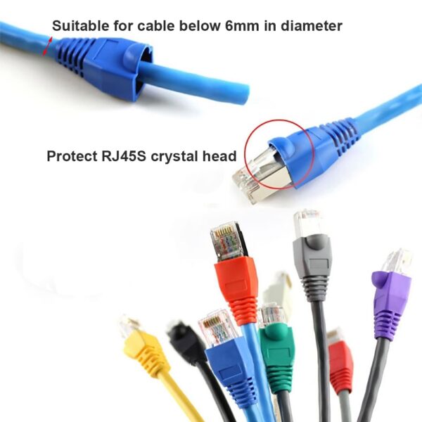 JONSNOW RJ-45 CAT6 CAT5e Adapter Cap Ethernet Network Cable Connector Plugs RJ45 Caps Cat 5 CAT6 protective sleeve multicolour 2