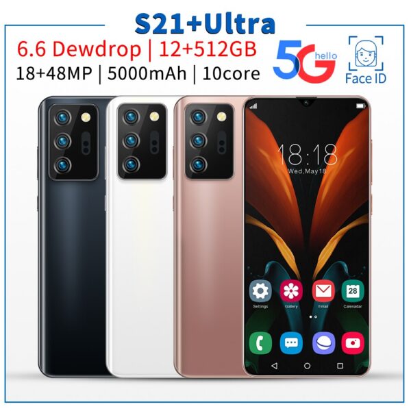 Global Version S21+ Ultra 6.6 Inch Smart Phone Android 10.0 16GB RAM 512GB ROM Dual Sim Unlocked Mobile Phone 5