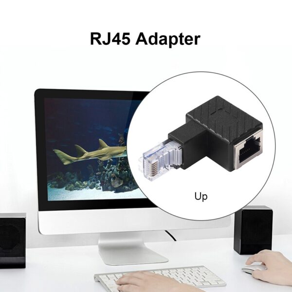 RJ45 Male To Female Converter 90 Degree Extension Adapter for Cat5 Cat6 LAN Ethernet Network Cable Connector Extender 2