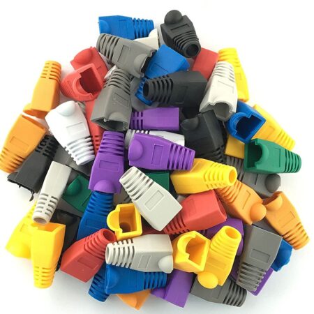 100 Pcs Mixed Color CAT5E CAT6 RJ45 Ethernet Network Cable Strain Relief Boots Cable Connector Plug Cover 1
