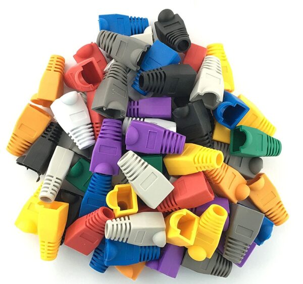 100 Pcs Mixed Color CAT5E CAT6 RJ45 Ethernet Network Cable Strain Relief Boots Cable Connector Plug Cover 1