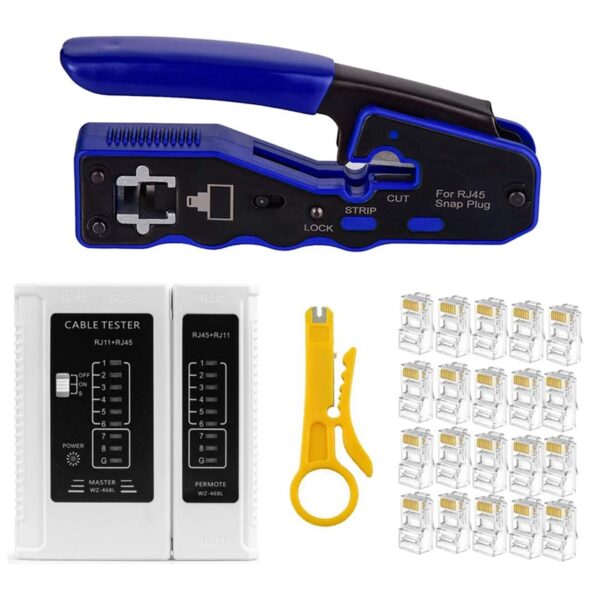 RJ45 Crimper Tool Kit Wire Tool for Cat6 Cat5 Cat5E 8P8C Modular Connectors All-In-One Stripper Cutter Crimper Tool 1