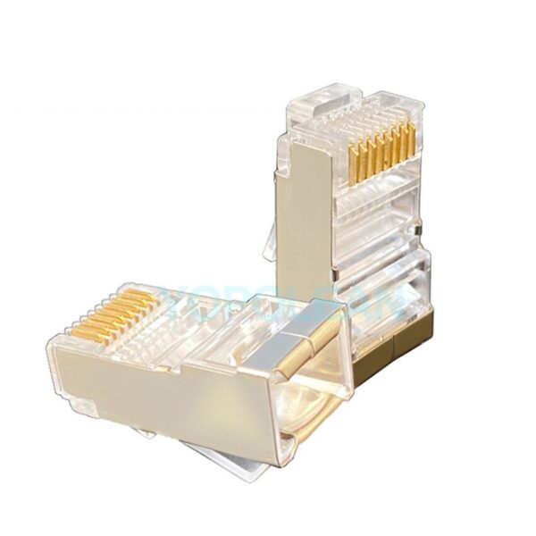 50Pcs/lot Network Connector Crystal Metal shielded RJ45 Cat5E Cat6 network cable connector plug 2