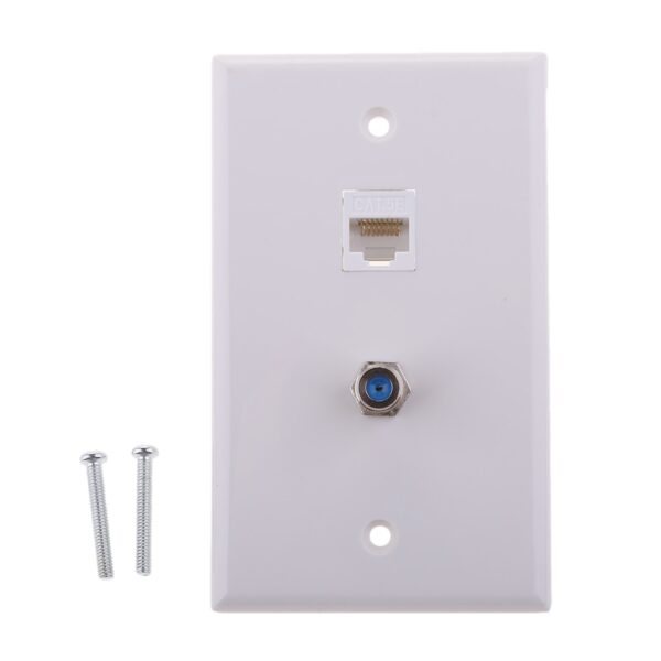 RJ45 Computer Wall Plate With Coaxial F Type Ethernet Network Face Plate Socket Outlet Wall Panel 1