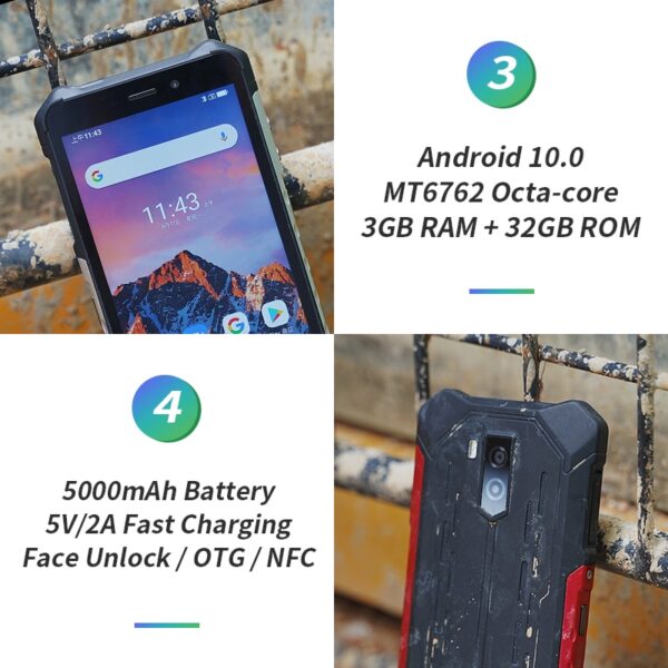 Smartphone Ulefone Armor X5 IP68/IP69K Rugged Shockproof Android 10.0 5000mAh Octa Core 5.5'' Dual SIM OTG NFC 3GB 32GB 4G LTE 4